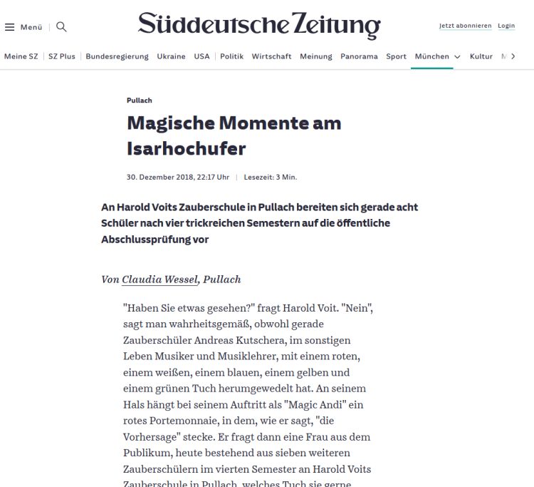 Süddeutsche Zeitung, Dezember 2018